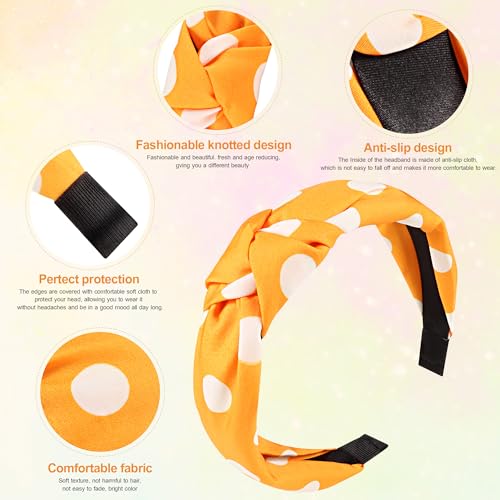 DiyJibb Headbands for Women Girls - 6PCS Stylish Top Knotted Headbands - Knotted Headband for Women - Head Bands Wide Hairband Hair Accessories - color: Dot-01