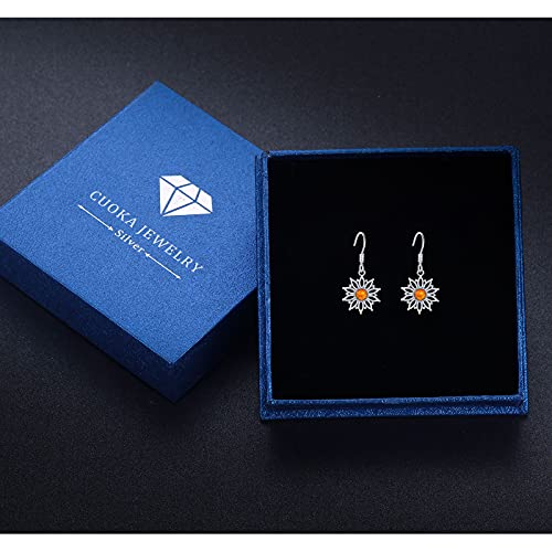 Sunflower Leverback Earrings S925 Sterling Silver Earrings You Are My Sunshine Dangle Earring Jewelry for Women - style: Drop