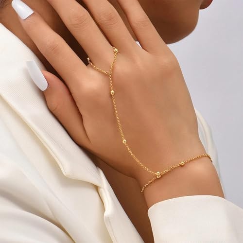 choice of all Hand Chain Bracelet Gold Finger Ring Bracelet Hand Chain for Women Trendy Birthday Jewelry Gifts - color: B7:bead hand chain