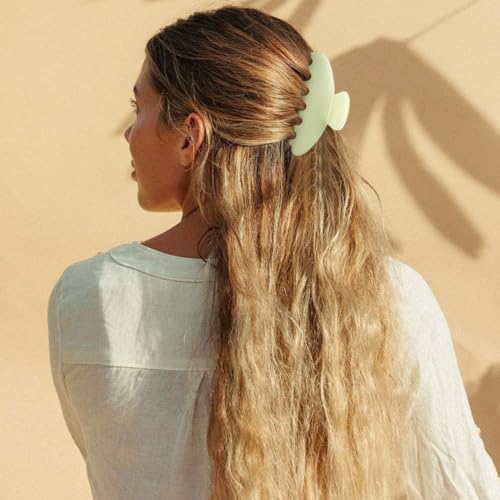 MAORULU Cute Claw Clip for Women – 4.3'' Large Acetate Hair Clips for Thick Thin Curly Long Hair, Durable Hair Clamps Non-slip Jaw Clip, Strong Hold, Stylish French Design (Mint Cream) - color: Mint Cream