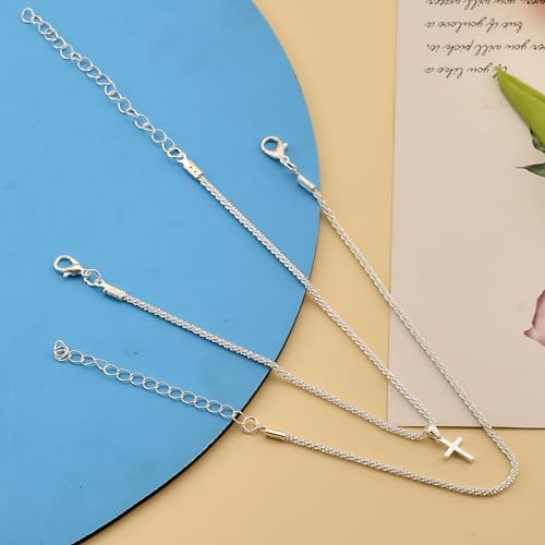 Ankle Bracelets for Women Gold Silver Layered Glitter Anklet for Women Waterproof Beach Cross Anklet Set Dainty Summer Foot Jewelry - color: Silver Cross Layered