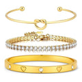 18 K Gold Plated Love Bangle Bracelet Stack Cuff Jewelry for Women Jewelry Set for Women Gift with Box - style: style9