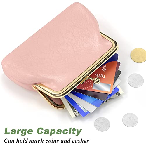 Coin Purse, Small PU Leather Change Purse, Coin Wallet with Clasp, Car Change Holder Pouch for Woman Men Kids Girls, Pink - color: Pink
