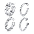 CHIC & ARTSY 925 Sterling Silver Ear Cuffs for Women, Non Piercing Clip On Cartilage Cuffs, Adjustable Fake Conch & Helix Earrings, Gold Plated & Oxidized Various Styles - color: ear cuff #6