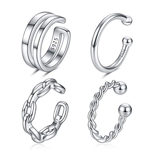 CHIC & ARTSY 925 Sterling Silver Ear Cuffs for Women, Non Piercing Clip On Cartilage Cuffs, Adjustable Fake Conch & Helix Earrings, Gold Plated & Oxidized Various Styles - color: ear cuff #6