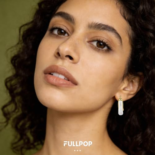 Fullpop Vintage Earrings for Women, Chunky 14K Gold Plated Resin Hoop Earrings Lightweight Hollow Drop Earrings Hypoallergenic Earrings for Women Vintage Anthropologie Jewelry Gifts for Women - size: V Shape White