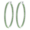 CiNily Mult-colors Crystal Stainless Steel Hoop Earring for Women Hypoallergenic Jewelry for Sensitive Ears Large Big Hoop Earrings 2" - color: Green