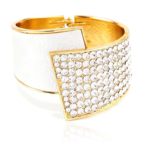 ELABEST Stylish Rhinestone Bracelet Cuff Bracelets Stretch Bracelets Sparkly Hand Chain Wedding Parties Jewelry Accessories for Women - color: White