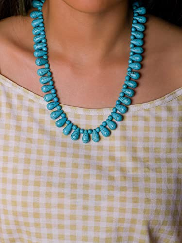 MINACHI Boho Created Turquoise Bead Long Strand Necklace, Bohemian Statement Jewelry Gift for Women - color: S03