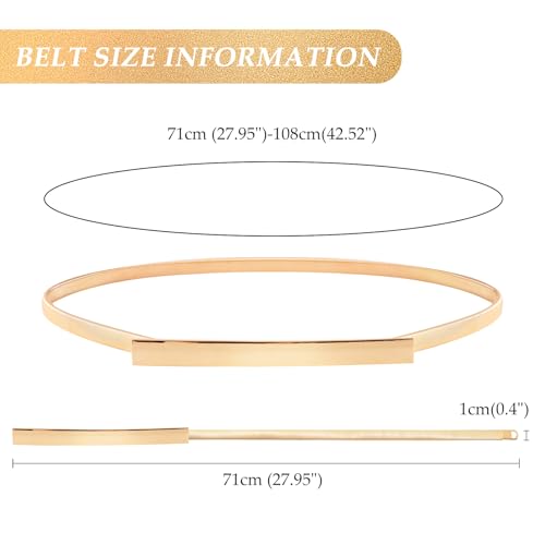E-Clover Womens Fashion Metal Stretch Waist Skinny Belt Waistband - color: Gold-0021