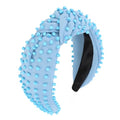YISSION Light Blue Knotted Headband for Women - Wide Beaded Hair Hoop, Stylish Hair Accessory for Daily Wear, Parties & Casual Outfits - color: Light Blue
