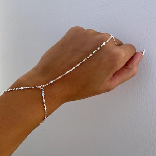 choice of all Hand Chain Bracelet Gold Finger Ring Bracelet Hand Chain for Women Trendy Birthday Jewelry Gifts - color: A7:Silver Hand Chain