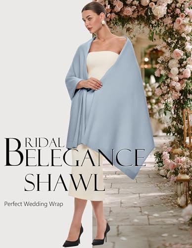 PULI Women's Pashmina Shawl Wraps for Evening Dress Large Scarf Blanket Long Wedding Bridal Winter Warm Shoulder Wrap - color: Blue