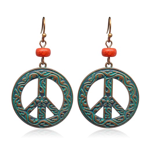 KaFu Boho Earrings For Women Vintage Unique Gypsy Ethnic Dangle Drop Earrings Handmade Bohemian Carved Texture Round Statement Earrings Jewelry Gifts - color: Boho-15