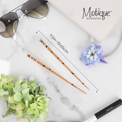 Set of 2 Hair Sticks with 3 Diamonds Chopsticks - Tortoise Shell - color: Tortoise Brown