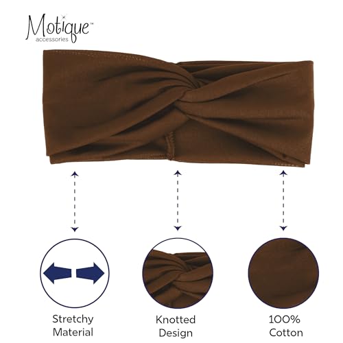 Motique Accessories Brown Solid Twist Turband Headwrap Hair Band for Women - color: Brown