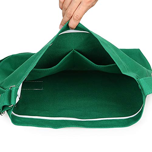 Covelin Women's Retro Large Size Canvas Shoulder Bag Hobo Crossbody Handbag Casual Tote - color: Green