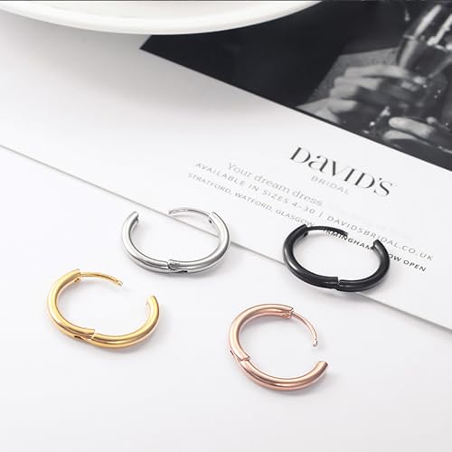 316L Surgical Stainless Steel Huggie Hoop Earrings 6mm 8mm 10mm 11mm 12mm 14mm Hypoallergenic Earrings Hoop Cartilage Helix Lobes Hinged Sleeper Earrings For Men Women - style: B01: 8mm Gold(THK 2.0mm)