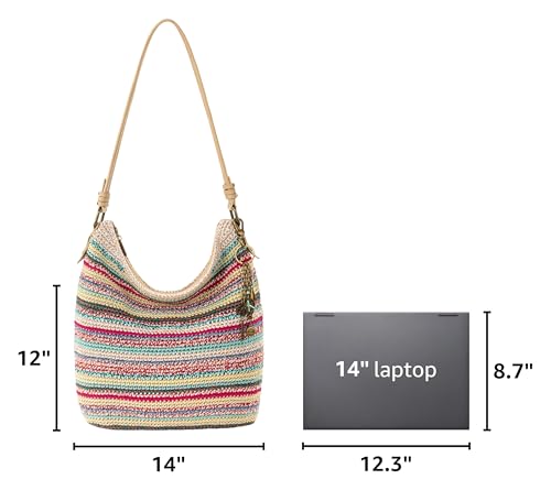 The Sak Sequoia Hobo Bag - Hand Crochet Large Women's Purse for Everyday & Travel - Durable Handbag & Tote With Zipper Pocket - color: Eden Stripe