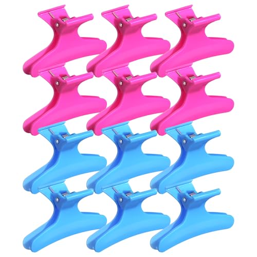 Ondder Blue Hot Pink Butterfly Hair Claw Clips for Styling, Sectioning, Makeup, Pro Hair Clamp Clips for Women, Girls - color: Blue & Hot Pink