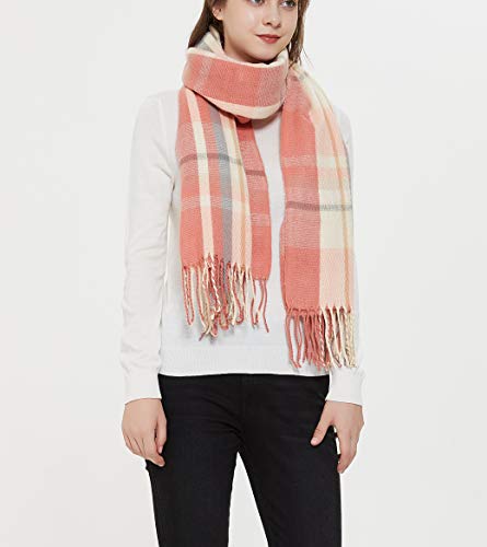 Wander Agio Women's Fashion Long Shawl Big Grid Winter Warm Lattice Large Scarf - color: Orange 2