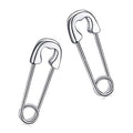 CHIC & ARTSY 925 Sterling Silver Safety Pin Earrings - Lightweight Comfortable Punk Paperclip Cartilage Hoop Earrings, Trendy Industrial Style Jewellery for Women and Men - color: White-Small Heart