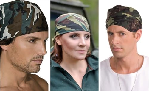 Classic Paisley Bandanas - 3 Pack Gift Set, 100% Cotton, 22x22 Inches - color: Camouflage