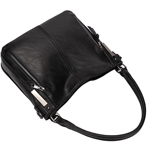 Shoulder Handbags for Women Large Soft Casual PU Leather Hobo Tote Purses - color: 01-black
