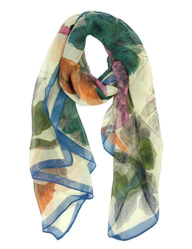 PANTONIGHT Long Chiffon Fashion Scarf Lightweight Chiffon Sheer for women - color: Flower 730