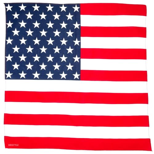 MDSTYLE 100% Cotton Bandana for Men & Women 22" x 22" Paisley Pattern Handkerchief Headband Scarf - color: American Flag