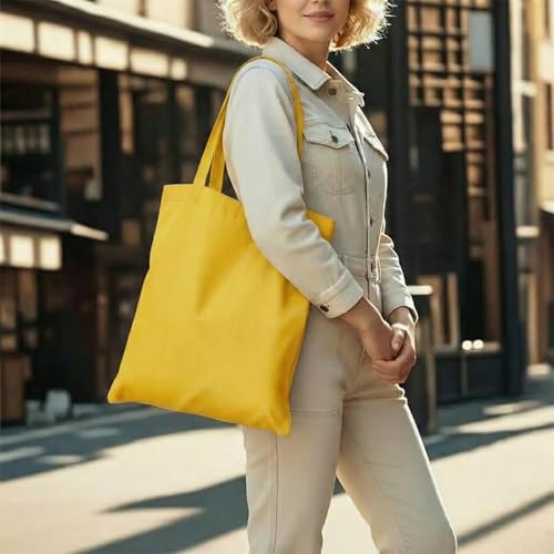 1 Pack Available Premium Canvas Reusable Tote Gift Bags,Made of Natural Canvas with Handle,Work,DIY,Shopping(Bright Yellow) - color: C9-bright Yellow 1 Pack