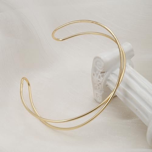 YVVLEE 4PCS Gold Silver Arm Cuff Jewelry for Women Upper Arm Cuff Bangle Band Armlet Adjustable Minimalist Coil Arm Armband Set - color: B