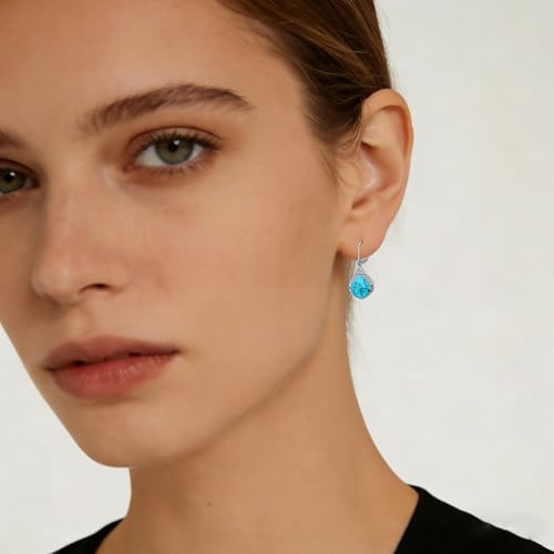 Natural Turquoise Earrings for Women Dangling 925 Sterling Silver Dangle Earrings Western Jewelry Christmas Gift for Sister Mother - style: G-Teardrop Earrings-2