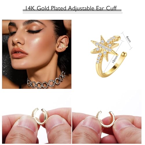 Dochais 9Pcs Ear Cuff 14K Gold Plated Cuff Earrings Gold Ear Cuffs Non Pierced Ear Clips Cartilage Earring Fake Earrings - style: A-9pcs-Gold