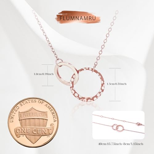 Minimalist Stainless Steel Single or Two Circular Hammered Texture Pendant Necklace for Women, 14K Gold/Silver/Rose Gold Plated Hypoallergenic Stackable Layered Collarbone adjustable Chain Necklace, Dainty Layering Necklace Jewelry Gift - style: Rose Gold
