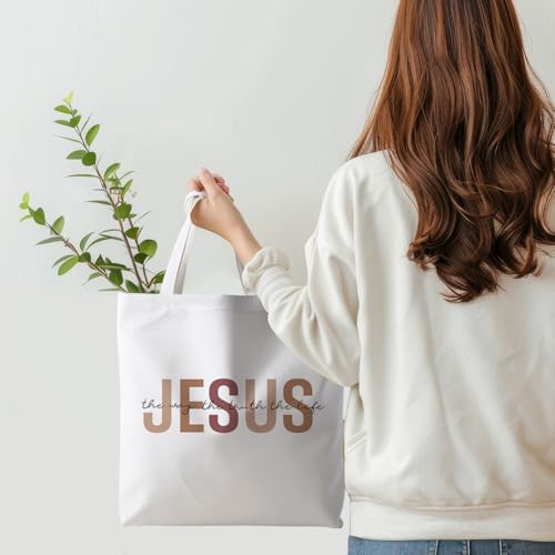 Jesus Tote Bag, Christian Tote Bags for Women, Religious Reusable Grocery Bags - color: Classical Jesus