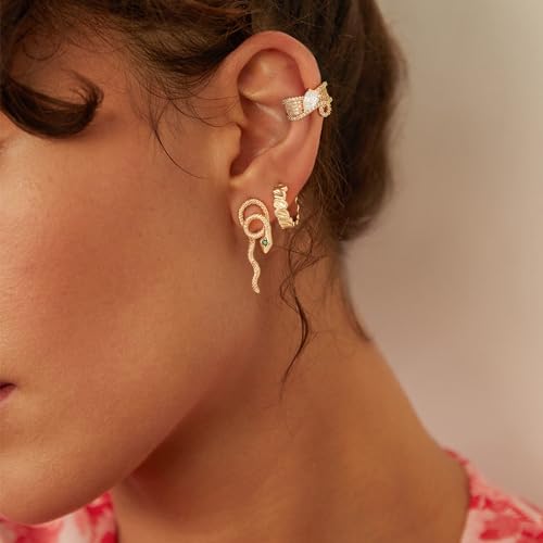 MYEARS Women Earrings Gold Huggie Hoop 14K Small Simple Hypoallergenic Everyday Jewelry - style: Concave Twisted