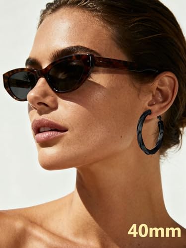 Bestyle 5mm Thick Gold Hoop Earrings Hypoallergenic Hoops for Sensitive Ears Trendy Lightweight Chunky Earrings for Women 30/40/60/80mm - color: 02-Black, size: 40mm