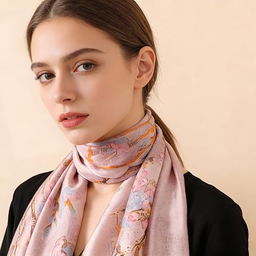 Silk Scarf Mulberry Silk Fashion Scarves Long Lightweight Shawl Wrap … - color: W29