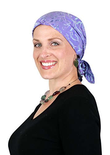 Hats Scarves & More Chemo Scarf Head Scarves for Women Cancer Headwear Headscarf Head Coverings 28 Inch Square Batik - color: La La Lavender