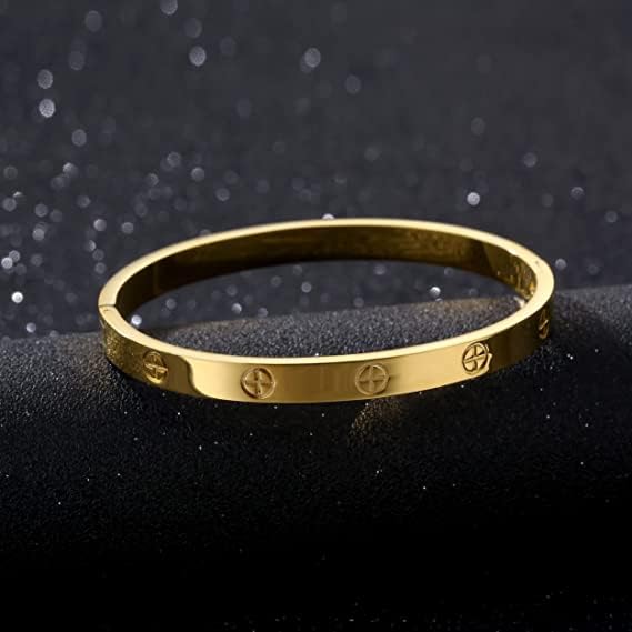2-Pack Friendship Bracelets for Women - 18K Gold Plated Titanium Steel Cuff Love Bangle Set with Cubic Zirconia | Sister Jewelry Gift, Eco-Friendly Packaging, Durable Everyday Wear - size: Medium