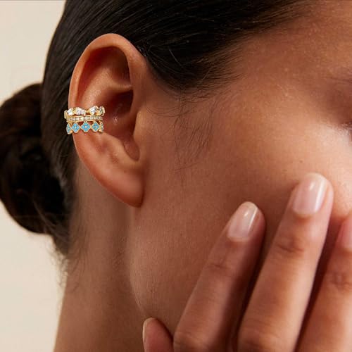 FETTERO Ear Cuff Earrings for Women Non Piercing 14K Gold Plated Ear Cuffs for Non Pierced Ears Clip on Cartilage Earring Ligthweight Fake Earrings | Single - style: Tur clover