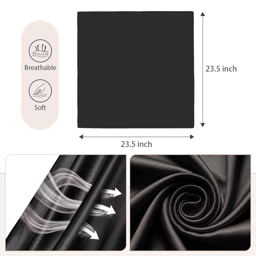 American Trends Women Silk Feeling Scarf Satin Head Scarves Square Wrap Neck Scarf Lightweight Silk Like Bandana - color: Z 2 Pack Black