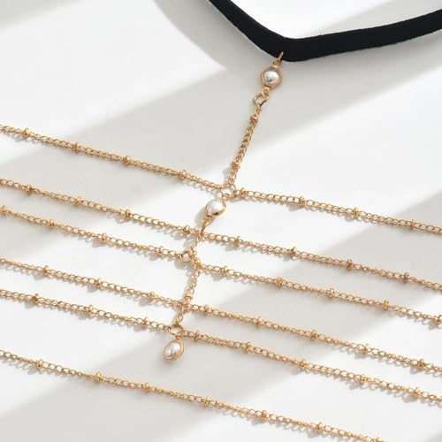 Gold Pearl Thigh Chain Layered Sexy Leg Wrap Garter Belt Boho Beach Body Chain Jewelry Bikini Thigh Accessory for Women - color: Gold