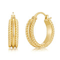 Chunky Gold Hoop Earrings for Women - 14k Gold Plated Twisted Rope Thick Hoops, Lightweight Hypoallergenic Small Hoop Earrings, Trendy Fashion Jewelry Gifts - color: golden