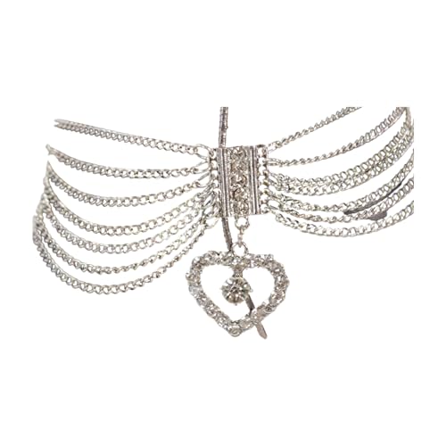 Women Fashion 2 Boot Bracelets Bling Metal Chain High Heel Link Love Heart Charm Silver A PAIR