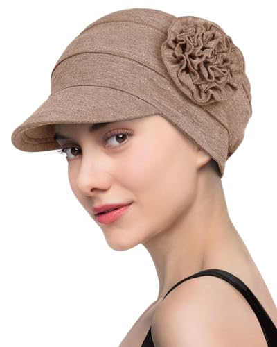 Hachapy Soft Newsboy Cap for Women Slip on Headwear Summer - color: Light Brown Grey