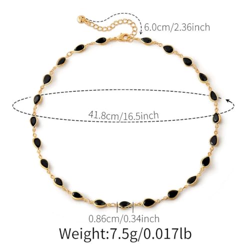 Beaded Choker Necklaces for Women 18k Gold Plated Dainty Gold Choker Necklaces for Women - style: Black Oval 23