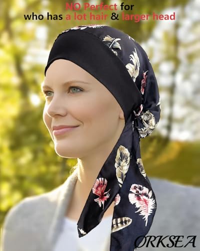 Chemo Headwear for Women Head Scarf Headwraps Silky Soft Turbans for Women Cancer Hats Chemo Beanie Coverings Scarves - color: B Black Pattern2