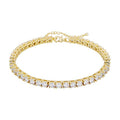 TOPGRILLZ Tennis Ankle Bracelet Gold Anklet Adjustable with Extension 14K Gold Plated Iced out Diamond 3-6mm Fashion Stylish Foot Jewelry for Women - style: 5mm Gold